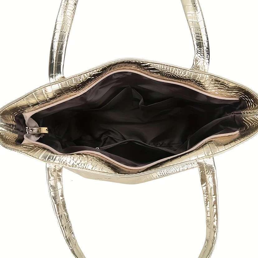 Fashion Large Capacity Crocodile Women Shoulder Pu Leather Lady Handbags Sier Gold Hand Bags Big Tote Bag