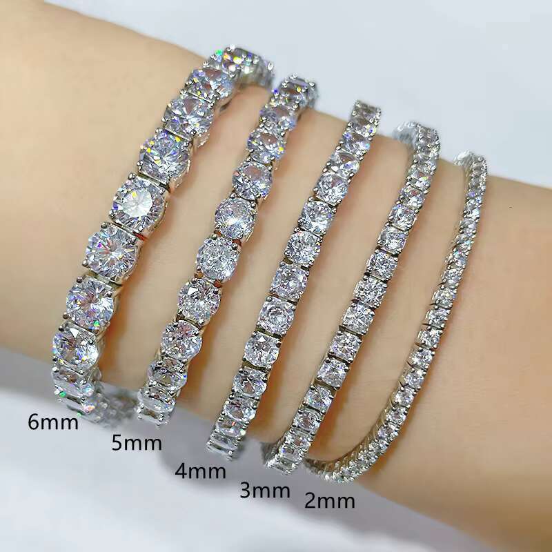Cheapest White GRA Moissanite Tennis Chain Bracelet Ice Out 925 Silver Bracelet Hiphop Men Moissanite Bracelet