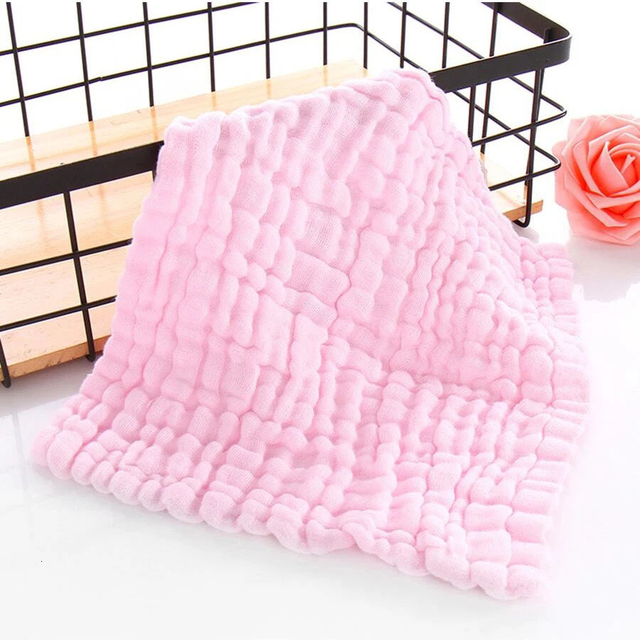 5 baby towels plain weave 6layer cotton soft face handle bathroom feeding wash cloth wiping Burp 250414z