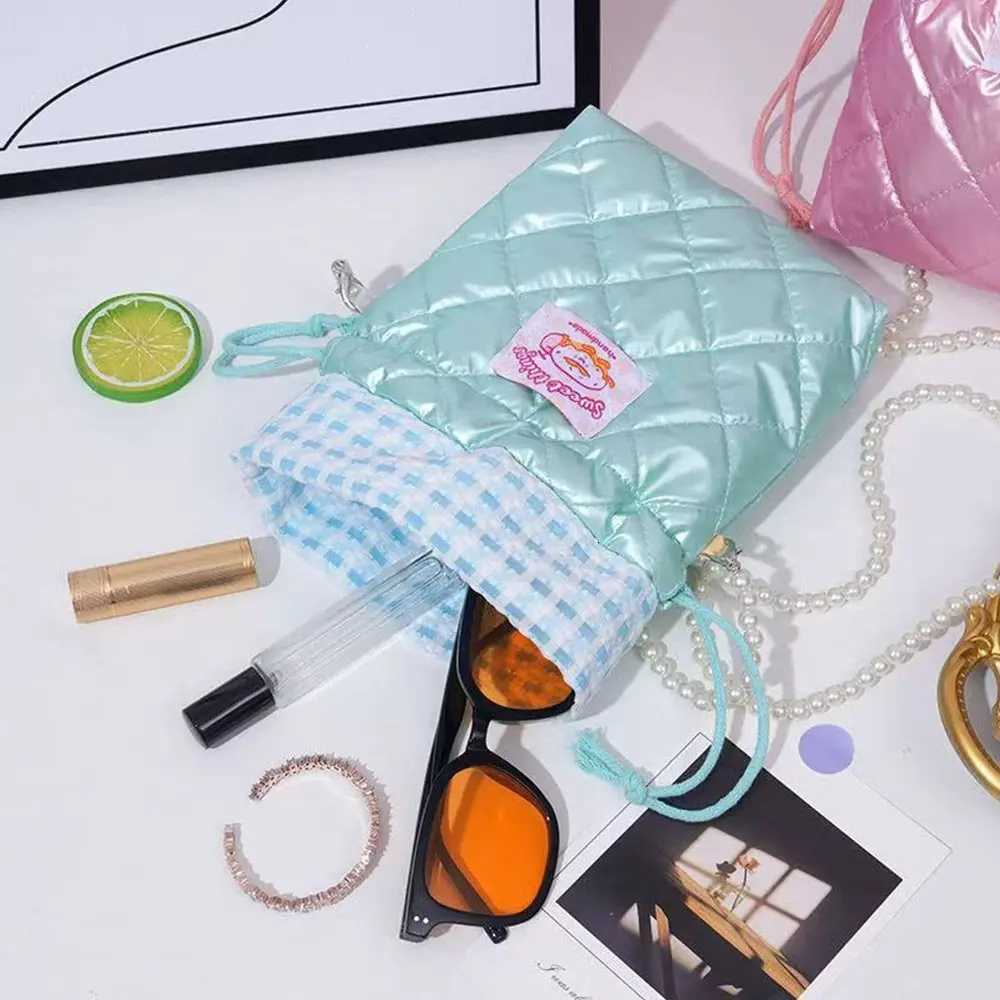 Portable Drawstring Small Bucket Bag Lightweight Pearl Chain Shoulder Strap Travel Bucket Bag Shoulder Bag for TravelW251118