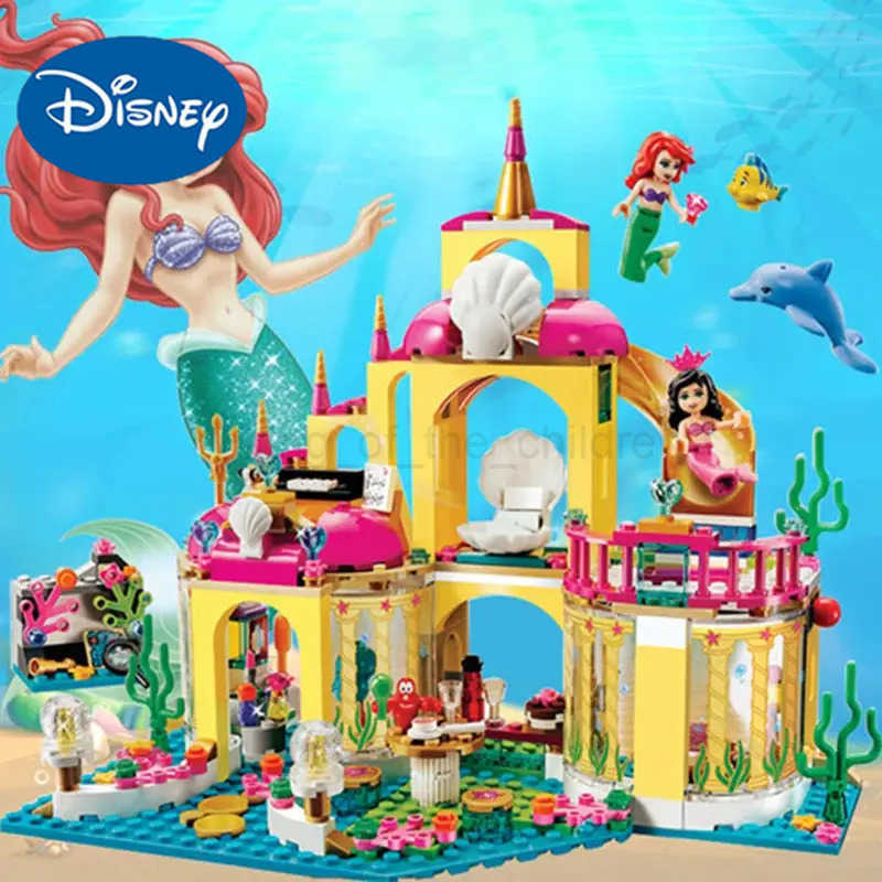Disney Princess Magical Castle Set Little Mermaid Frozen Elsa Building Block Princess Bricks Toy Friends Kid Diy Birthday Gift W20250418