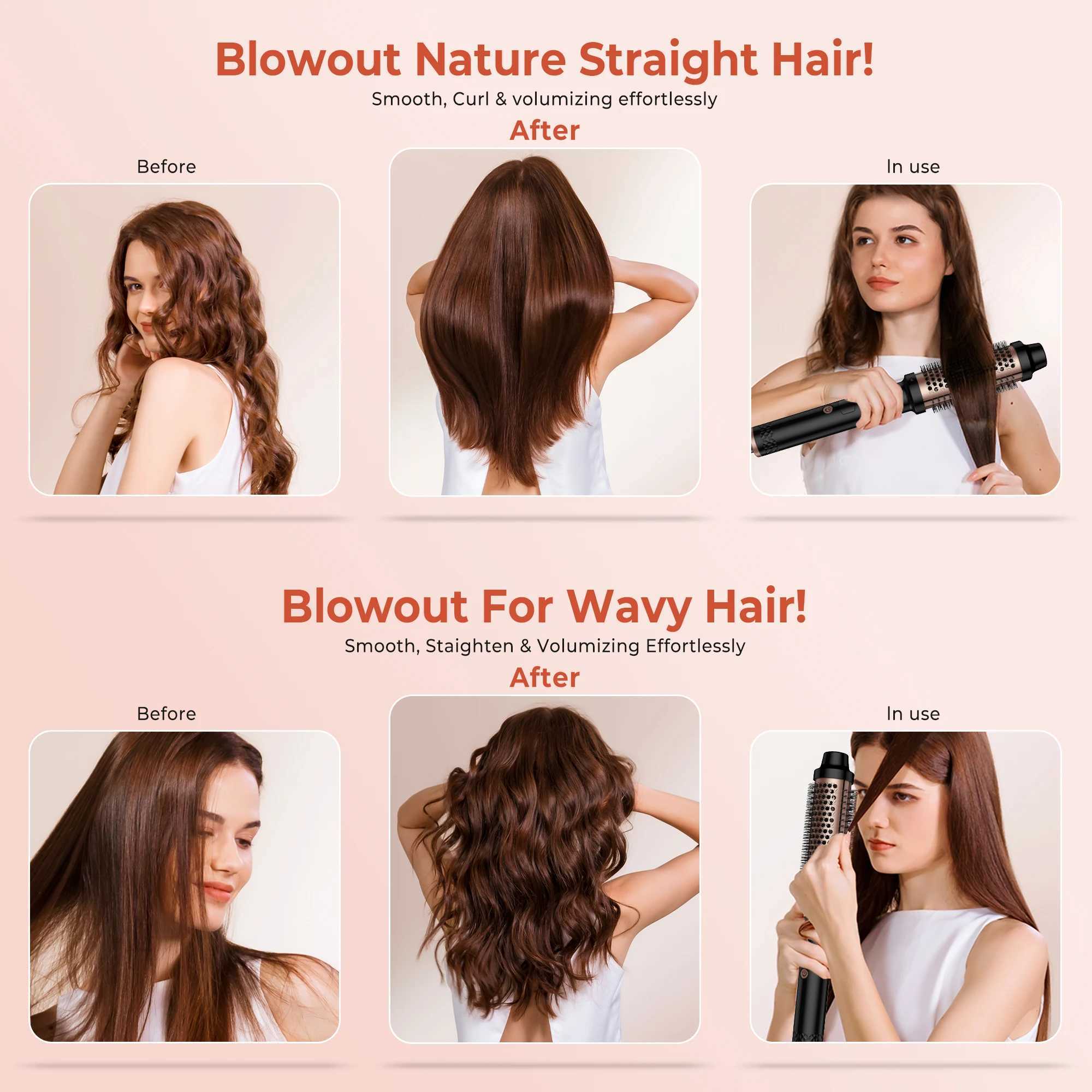 Hot brush one-step hot air brush and volumetric hair straightener professional hair straightener M250418