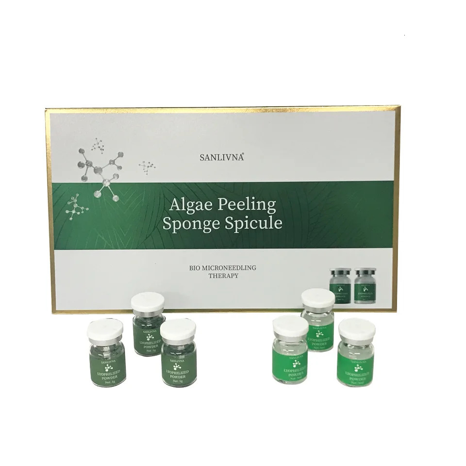 10 Vials Algae Peeling Powder DIY Facial Mask Sponge Spicules Natural Seaweed Skin Care Clean Pores 5 Pairs 251112