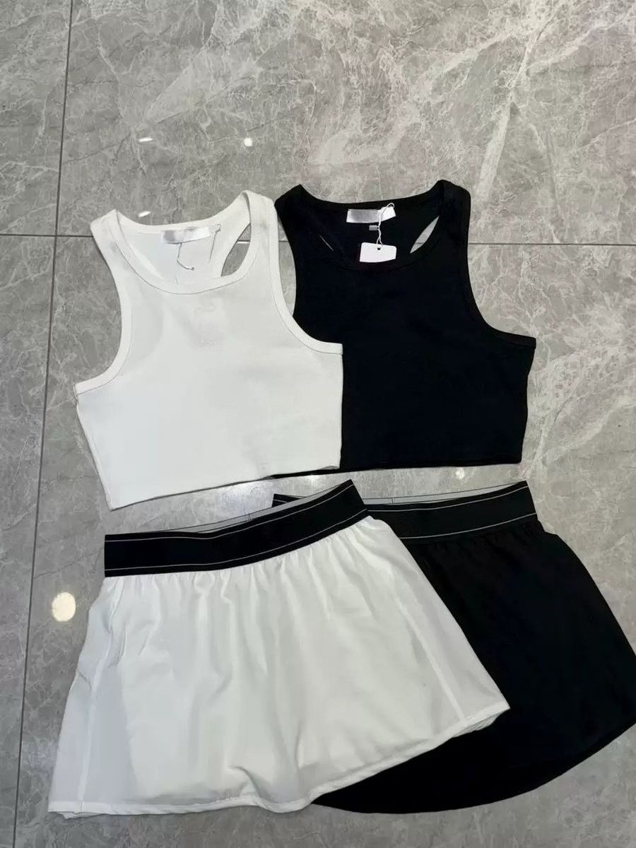 Desinger Yoga High-Quality Breathable SKIRT Women's Tanks CamisTennis Skirt Breathable sweatshirt Loose Casual Sports Skirt jacket Sports vest Wo