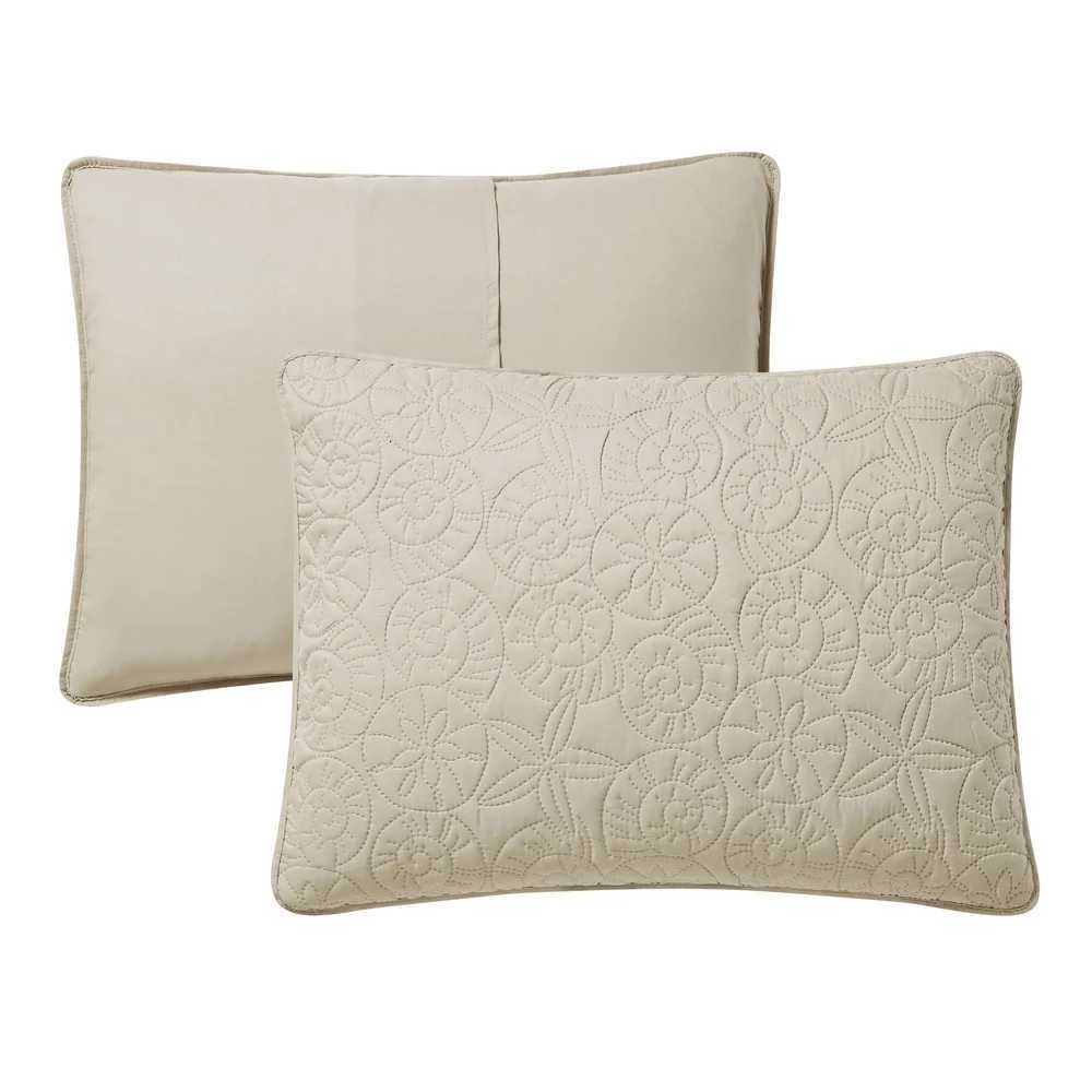 Coastal 3-Piece King Quilt Set Soft Lightweight Seashell Pattern Pinsonic Textured Hypoallergenic Microfiber Bedding ShamsM251118