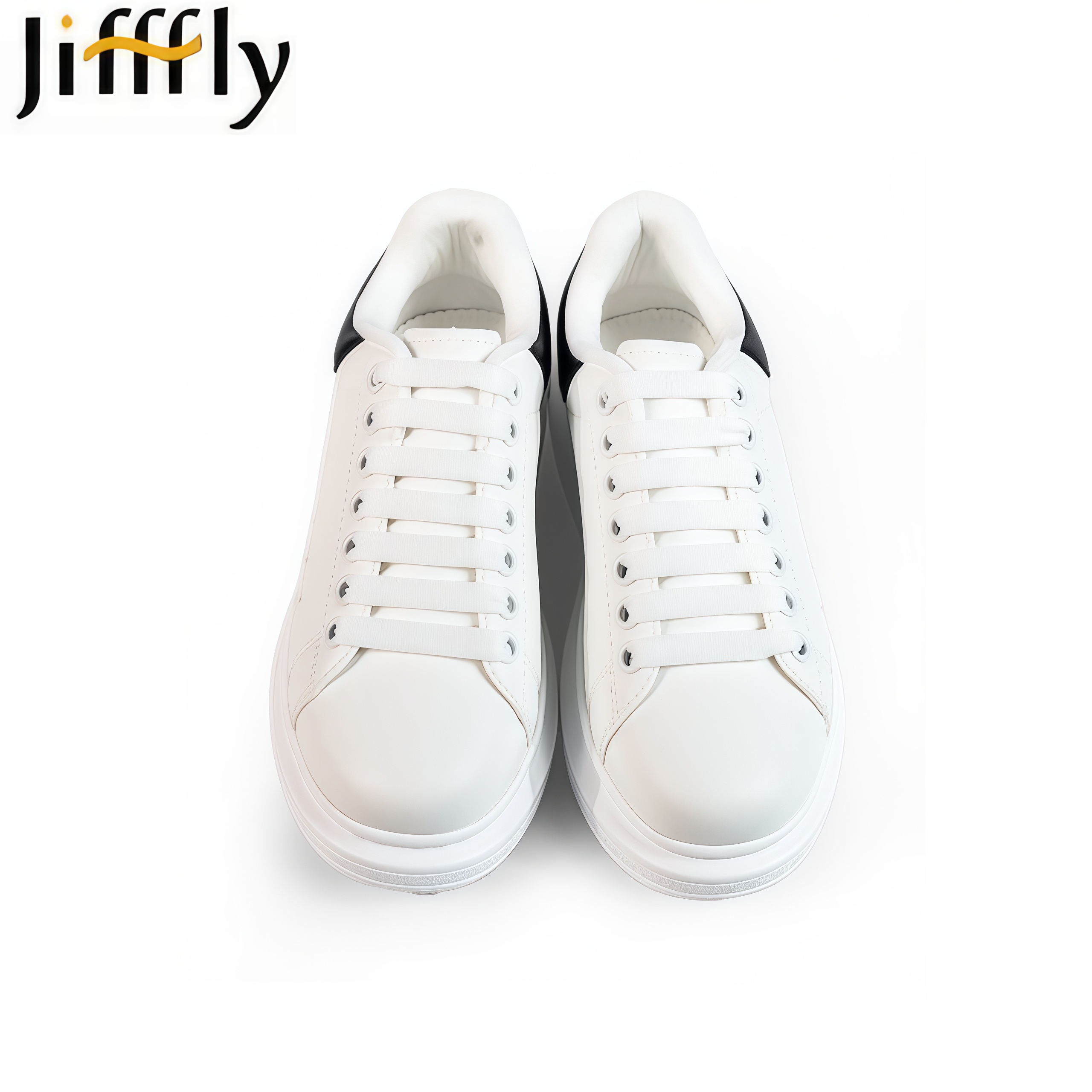 JIFFFLY Designer shoes with thick soles in white and black, suitable for both men and women's sports and casual wear. Women's boots are vers