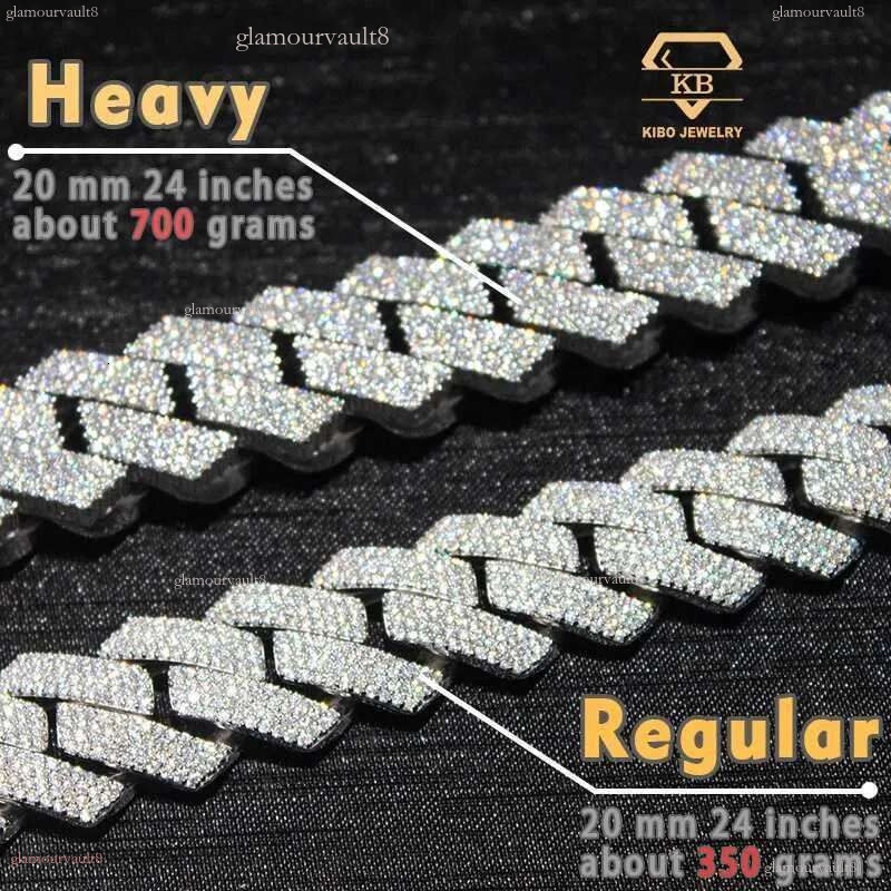 Thick 700gram 20mm Sterg Sier Rose Gold VVS Moissanite Dia Hip Hop Cuban k Chain For Men