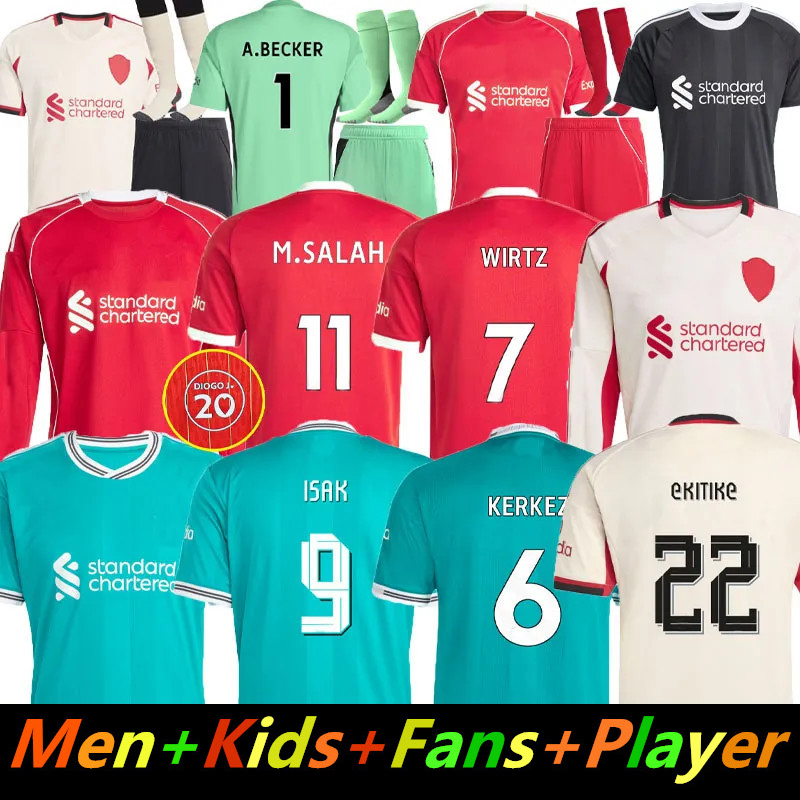 25 26 WIRTZ salah Ekitike Kerkez ISAK MAC ALLISTER soccer jersey Kerkez SZOBOSZLAI GAKPO DARWIN FRIMPONG DI0GO J 2025 2026 football shirt Mens Kids Kit sock Full sets