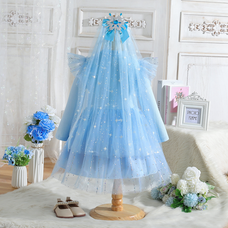 DISNEY Kids designer clothes girl princess dress baby starry sky puffy tulle skirt children's clothes designer kids clothes