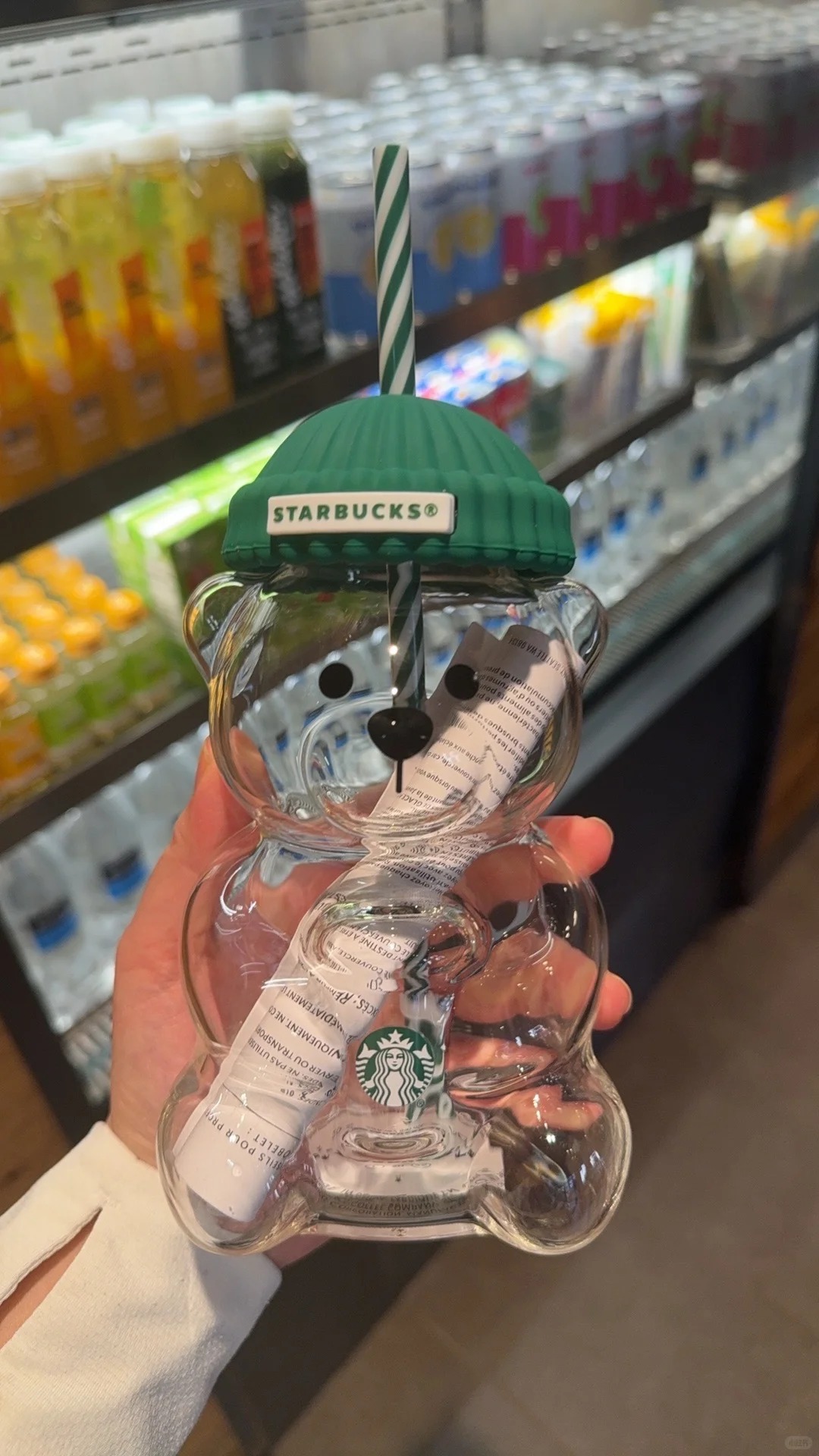 20OZ Star bucks Glass Bearista Cups With Straw Transparent Bear Tumbler Cups With Hat For Iced Coffee Cold Drinking Water Bottles For Christmas Gift W