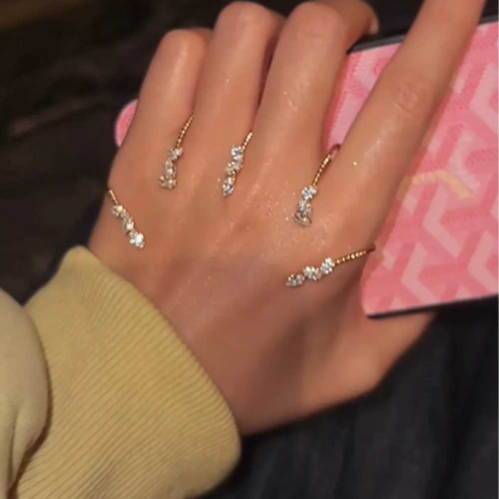 XSBODY Exquisite Zirconia Cuff Bracelet Bangle Dubai High Quty Gift 2024 Trendy Water Drop Open Hand Chain Finger Jewelry C251118