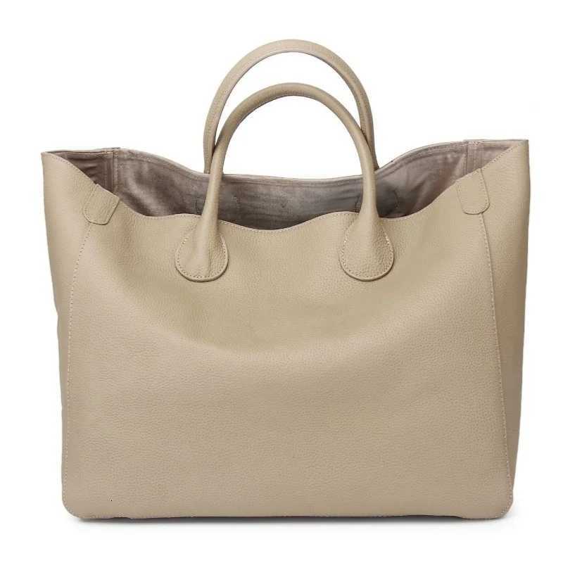 Womens Genuine Leather Tote Bag European American Style Simple Large Capacity with Open Pocket PersonalizedW251118