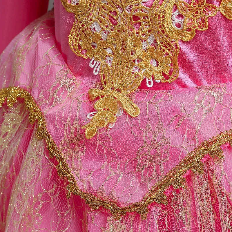 Disney Girls Sleeping Beauty Aurora Princess Dresses Halloween Cosplay Costume Off Shoulder Kids Fancy Party Children Clothing 4-10 Yrs W20250418