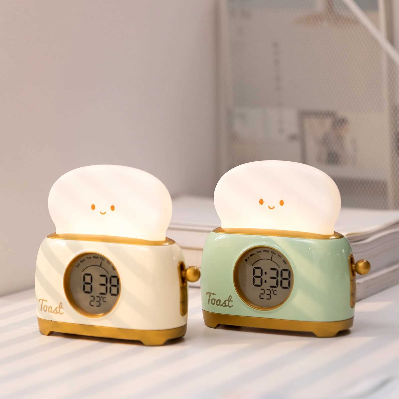 Night Lights Alarm Clock Wake Up LED Nightlight Bedsides Desk Lamp Indoor Lighting Timing USB Dimmable Light Kids Gifts M251118