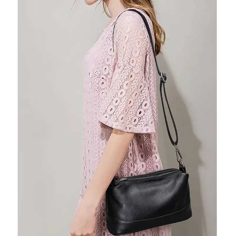 100 Real Leather Women Messenger Bags Soft High Quality Genuine Cowhide Leather Crossbody Handbags 2025 New Autumn And WinterW251118