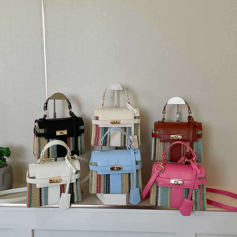Summer woven women's 2025 new fashionable dinner box bag, hand-held shoulder crossbody bag
