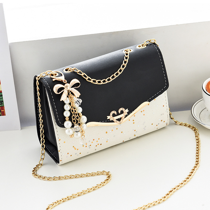 Elegant Korean Version Women's Chain Messenger with Sequins Stylish & Functional Shoulder Bag saddle bag designer