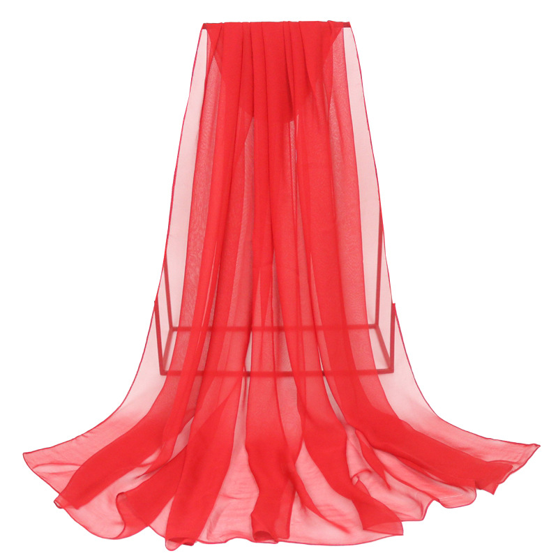 K1273 Hot sale solid color georgette solid color sun protection shawl figure show training dance scarf