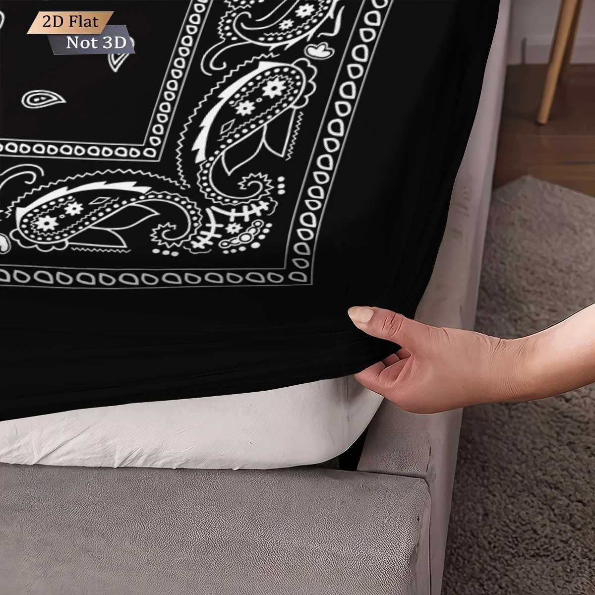3pcs Retro Black Wave Pattern Print Coreless Bed Sheet Set Multiple Sizes Soft Bedcover Bedroom Bedding DecorationM251118
