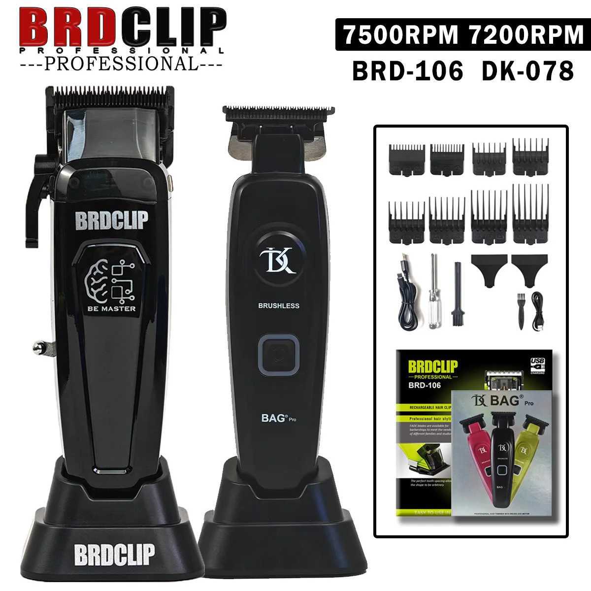 BRDCLIP 106 DK078 Professional Hair Clipper 7500RPM 7200RPM Electric Cordless Trimmer DLC with Charging Base Mens Hair ClipperW250418