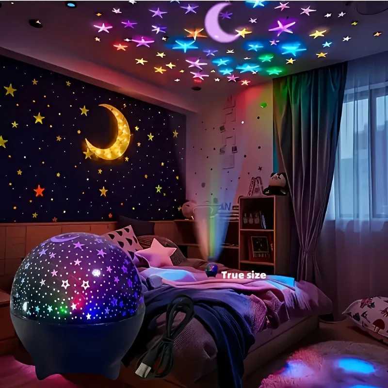 RGB Night Lights LED Projector Light Starry Moon Galaxy Projection Lamp 5V USB for Kids Present Christmas Gift Room Decorations M251118