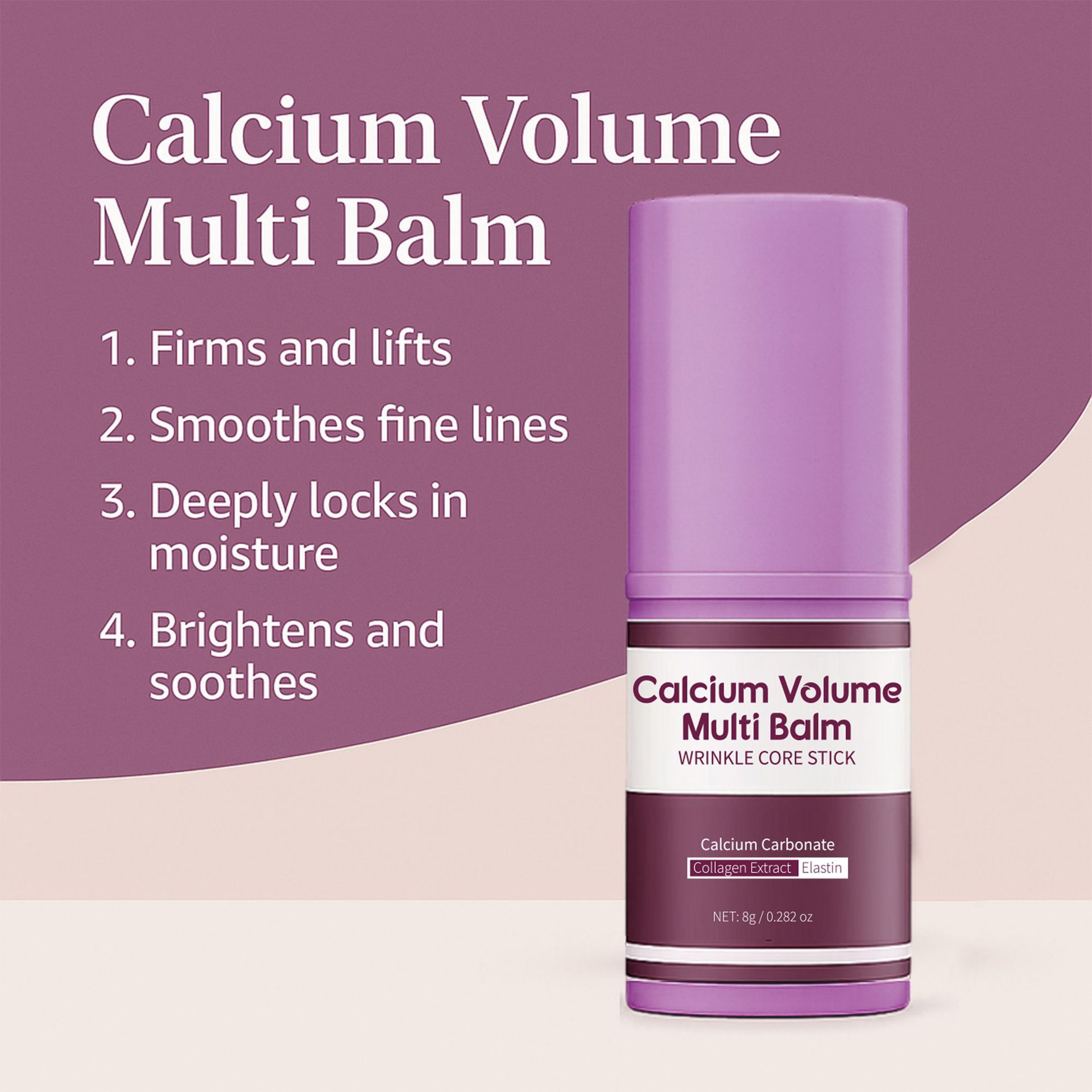 Calcium Multi Balm, Calcium Volume Multi Balm, WrinkleCore Stick, Korean Collagen Moisturing Stick, Anti-aging,Hydrating, Firming Skin, Suitable for E