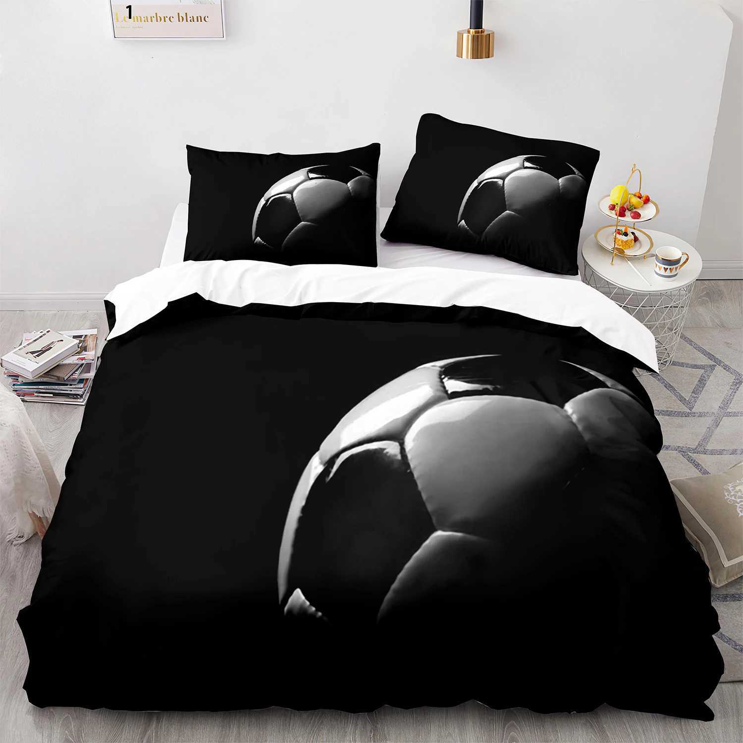 Football King Queen Duvet Cover 3D Soccer Bedding Set For Kids Teens Adult Ball Game Quilt Cover Sport Fans Soft Comforter CoverM251118