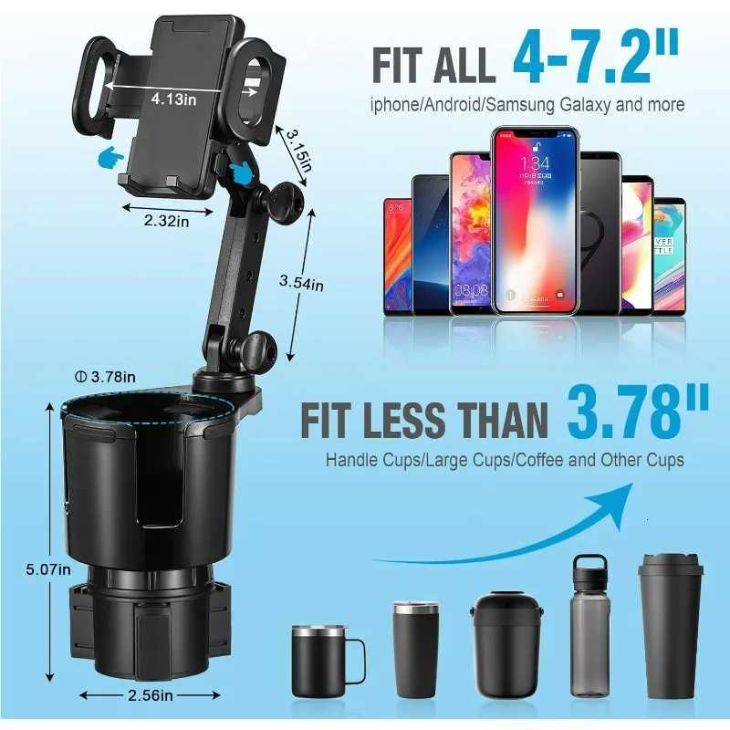 2-in-1 Cup Holder Phone Mount 360 Rotatable Long Expander for Car Universal Smartphone Holder Car HolderM251118