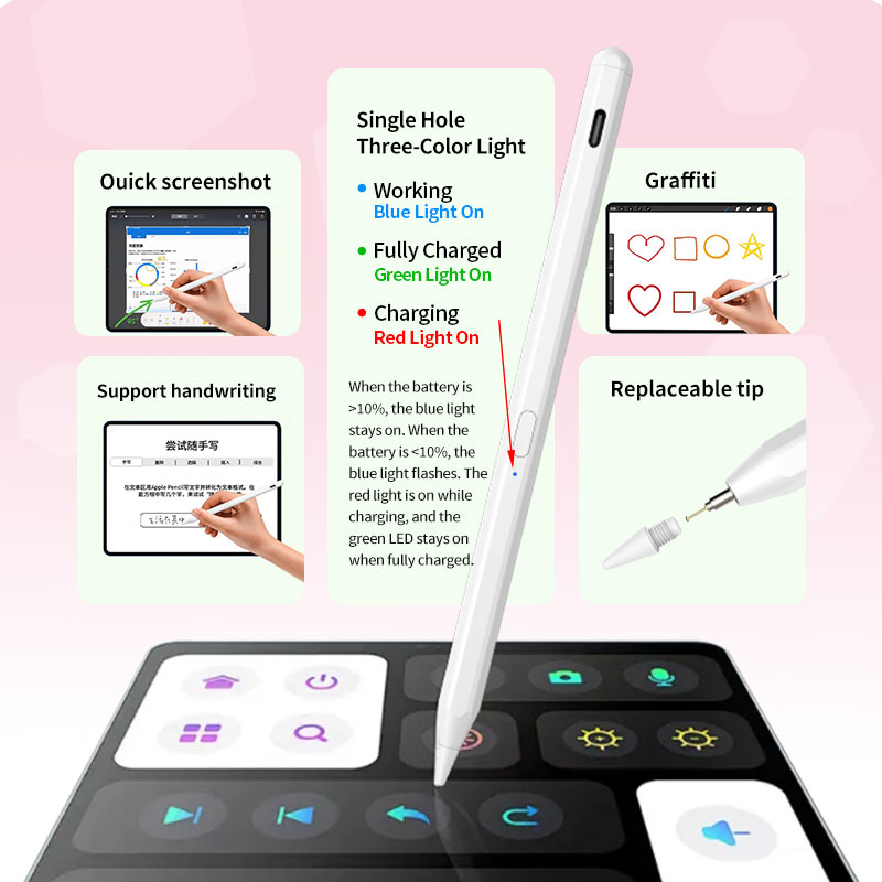 Wholesale Factory Active Pencil Stylus with Hexagonal Metal Penholder Touch Screen Pen with Palm Rejection Tilt Function for Ipad Air Pro mini7