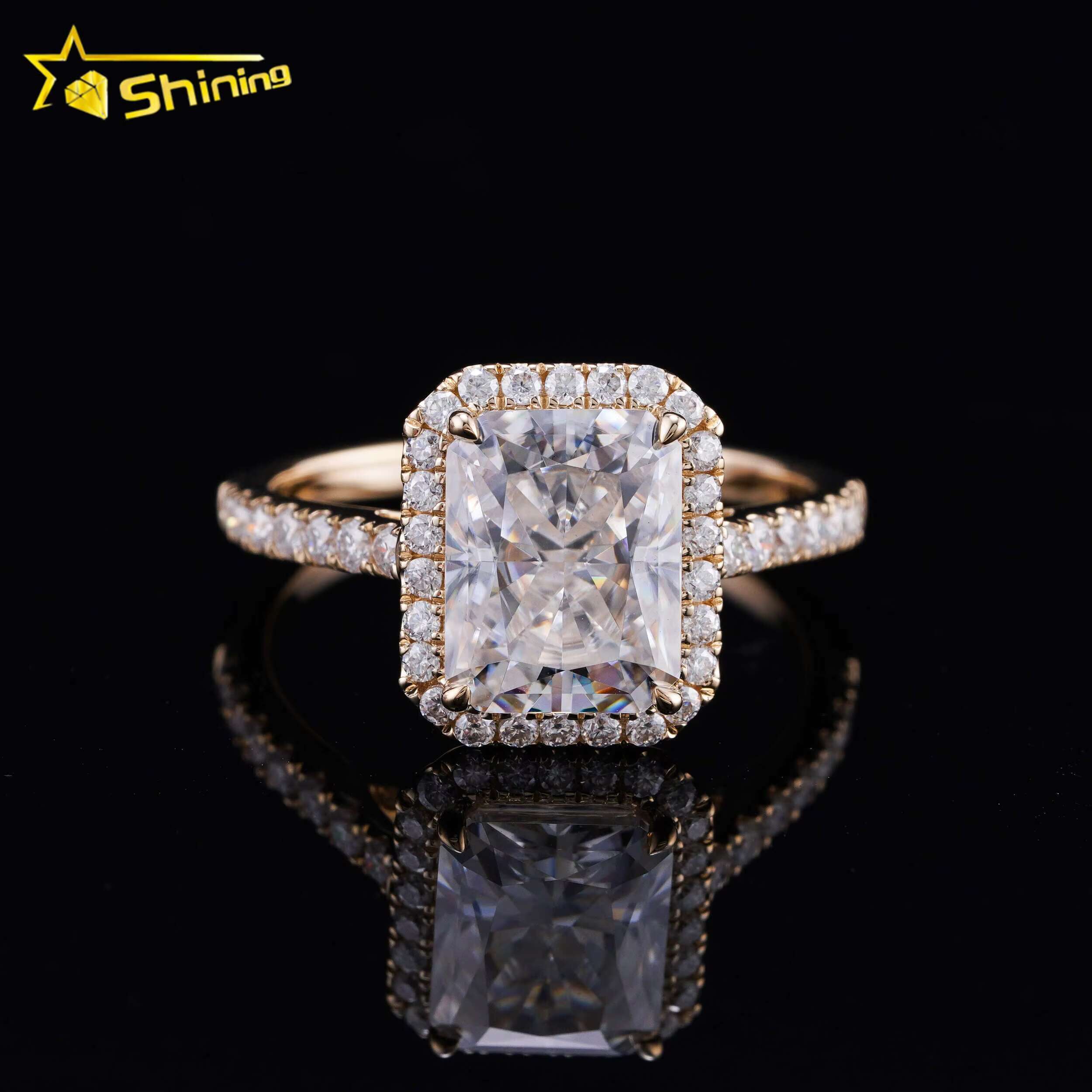Top Quality 14k Gold 3ct Radiant Cut D Color VVS Moissanite Dia Engagement Ring for Women