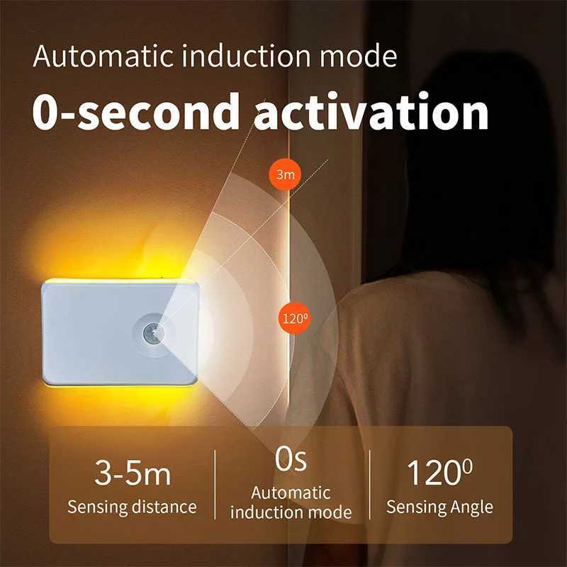Motion Sensor Wall Lamp Magnetic Night Light Type-C Charging Warm/RGB Light Wireless Cabinet Lights for Indoor Closet Stair M251118