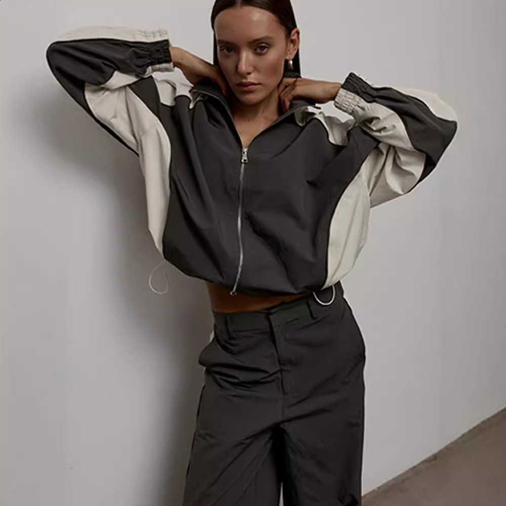 Fashion Black Satin Patchwork 2 Piece Set Women Outfit Streetwear Long Sleeve Shirt With High Waist Pant Sets Y2k Clothes 240813