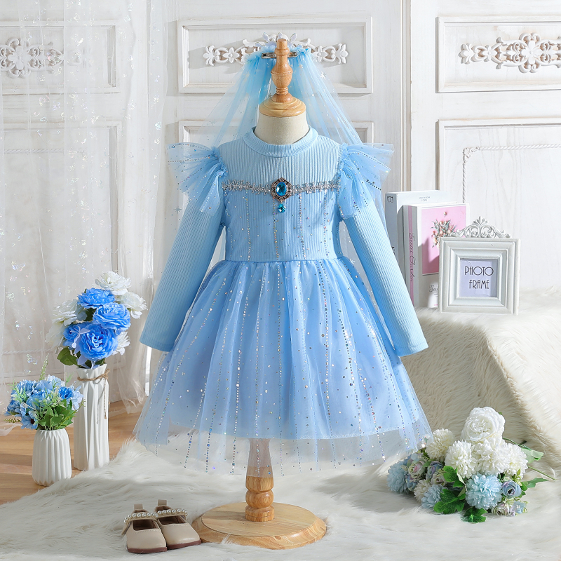 DISNEY Kids designer clothes girl princess dress baby starry sky puffy tulle skirt children's clothes designer kids clothes