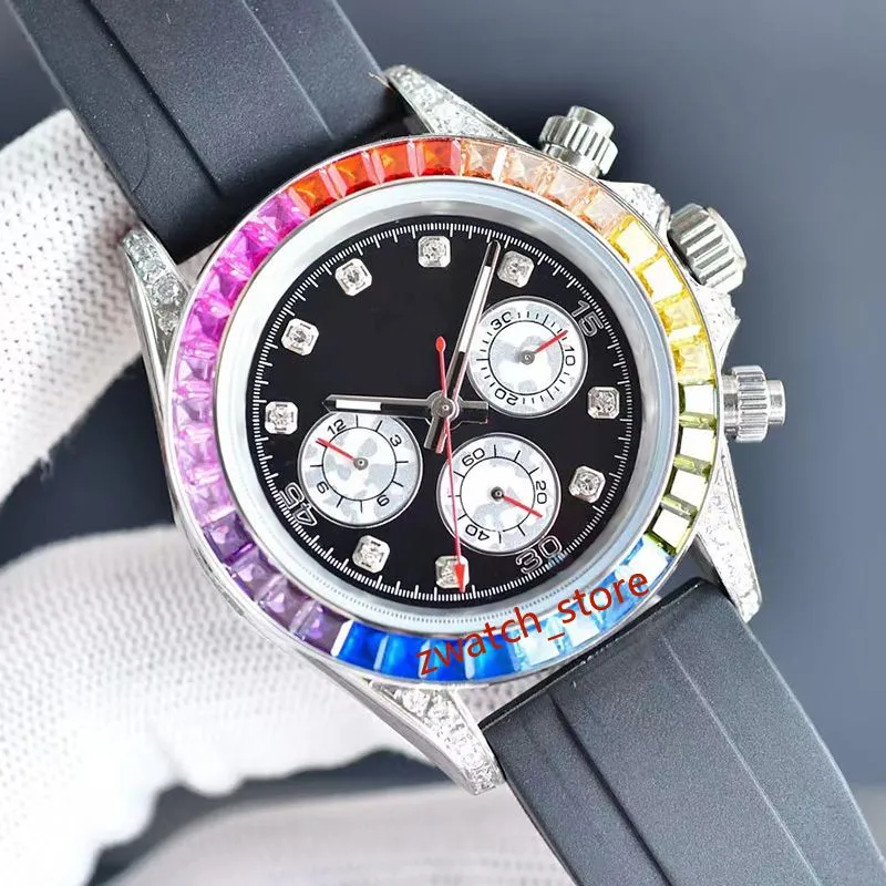 AAA High-quality diamond rainbow wristwatch automatic mechanical watch with rubber stainless steel strap designer waterproof watch 01