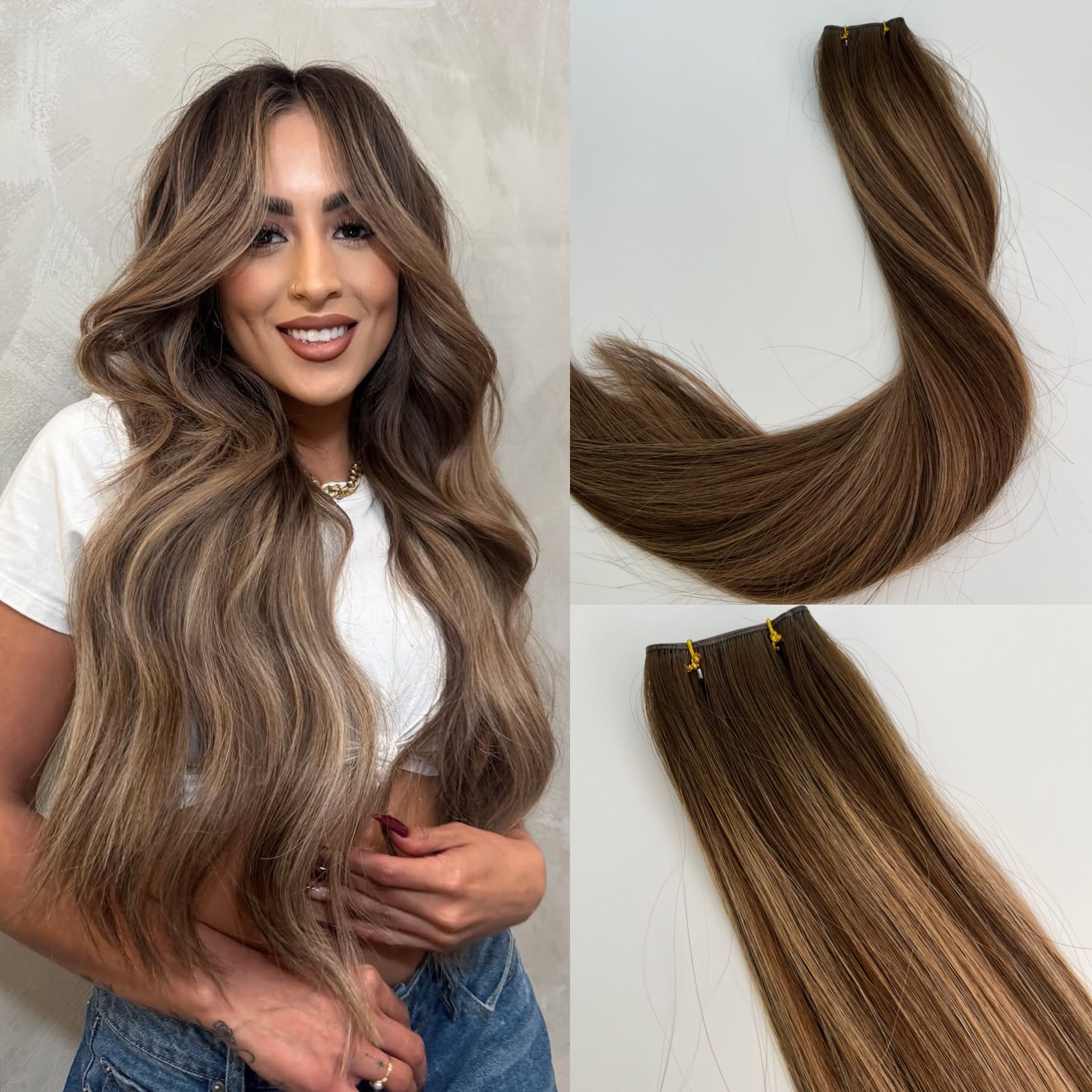 Balayage color Genius Weft Virgin Russian Human Hair Ombre color Invisible Mini Weft Hair Extensions 100g