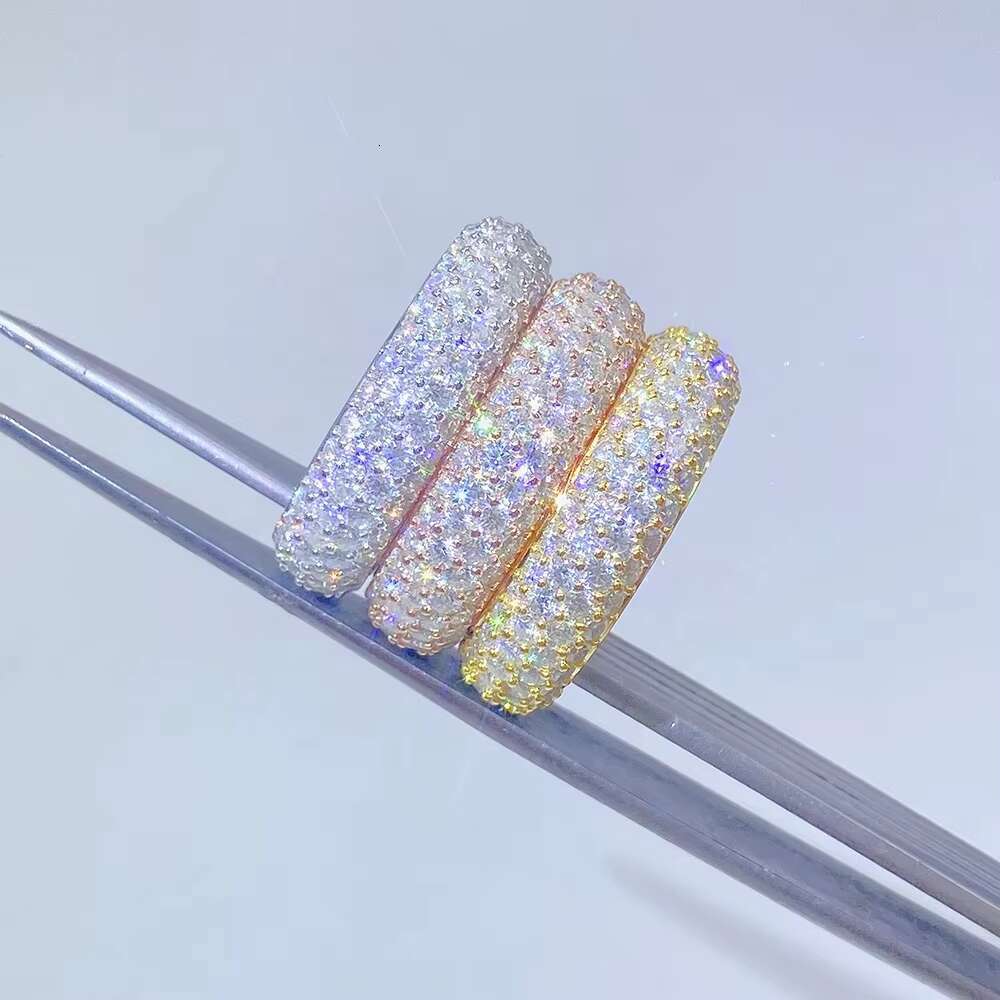 New Styles Pass Dia Tester Sier Stones VVS Moissanite Dimoand Iced Out Eternity Band Ring