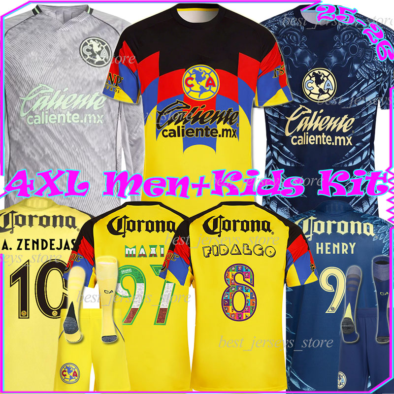 4XL 2025/26 Liga MX Club America Soccer Jerseys HENRY RODRIGUEZ AGUIRRE DAVILA VIOLANTE J. ZUNIGA FIDALGO GUTIERREZ R. COTA football shirts men kids kits socks sets