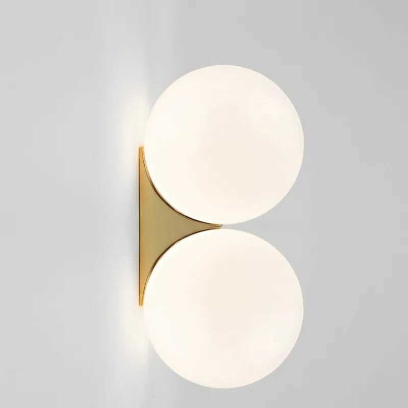 Modern Minimalist White Frosted Glass Ball Wall Lamp LED G9 Lighting Bedside Hallway Interior Decoration Golden Sconce Fixture M251118