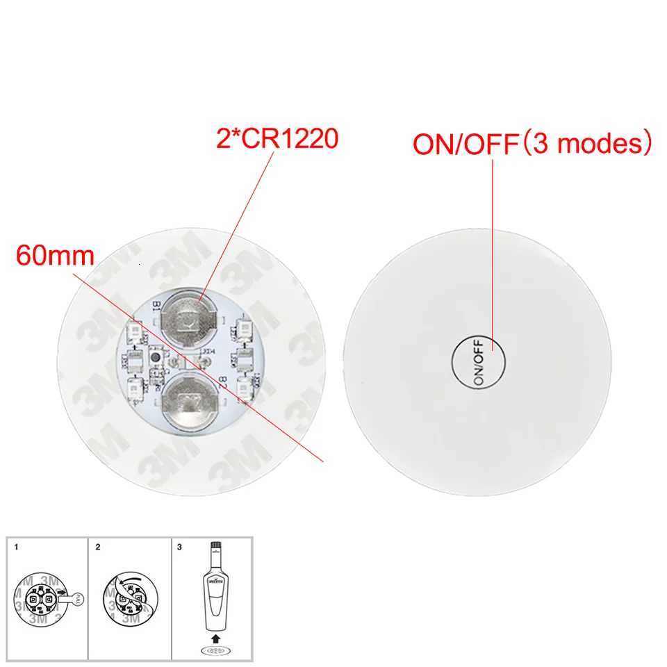LED Bottles Coaster Lamps Luminous Cup Stickers Lights Battery Powered Christmas Bar KTV Wedding Party Cocktail Drink Cups Vase M251118