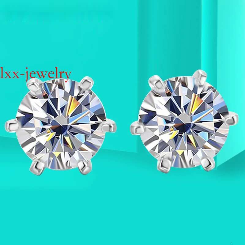 URMYLADY 1ct Moissanite Earrings for Women Wedding Fine Jewelry with GRA s Sterg Sliver Plated White Gold Stud Earring