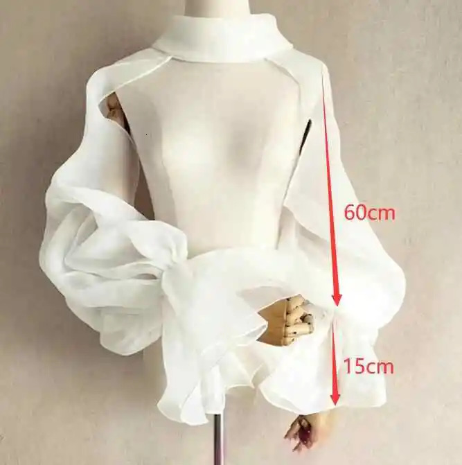 Organza Wedding Shrug Puffy Full Trumpet Sleeves High Neck Backless Bride Bolero Bridal Jacket Formal Party Shrug Women Cape 250408