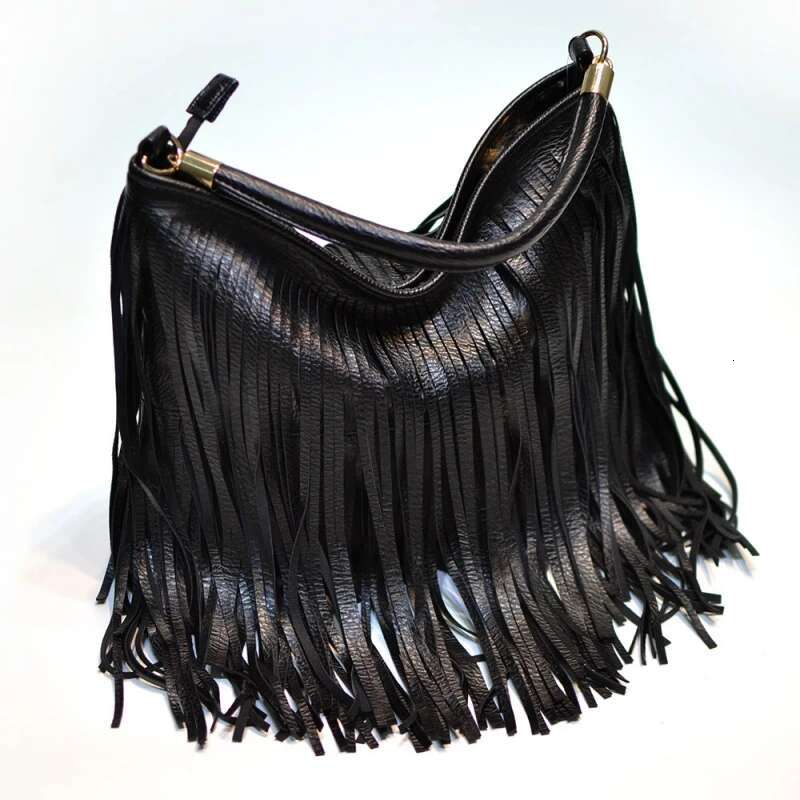 Boho Style Tassels Crossbody For Women 2025 Casual Fringes Shoulder Bag Zipper Large Capacity Soft Leather