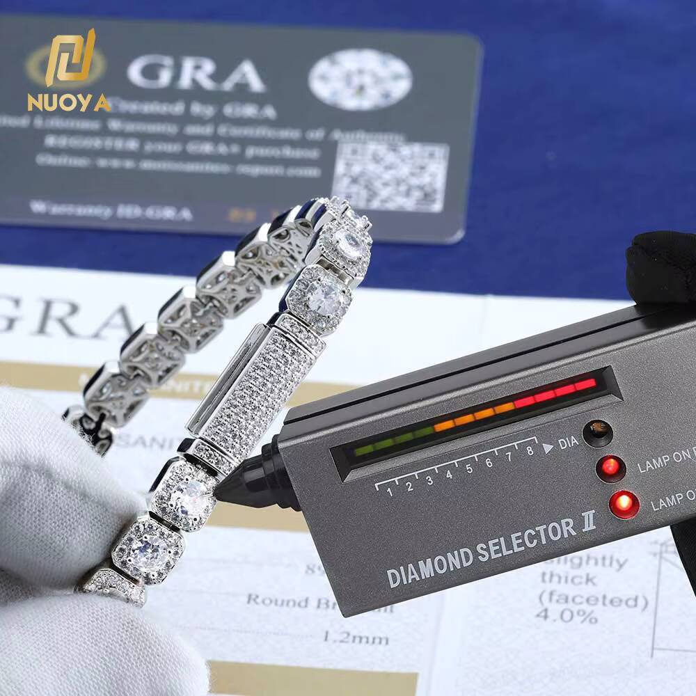 Laboratory cultivation Luxury 7mm Clustered Tennis Chain VVS Moissanite 925 Sterling Silver Diamond Necklace Hip Hop Jewelry Womens Gift