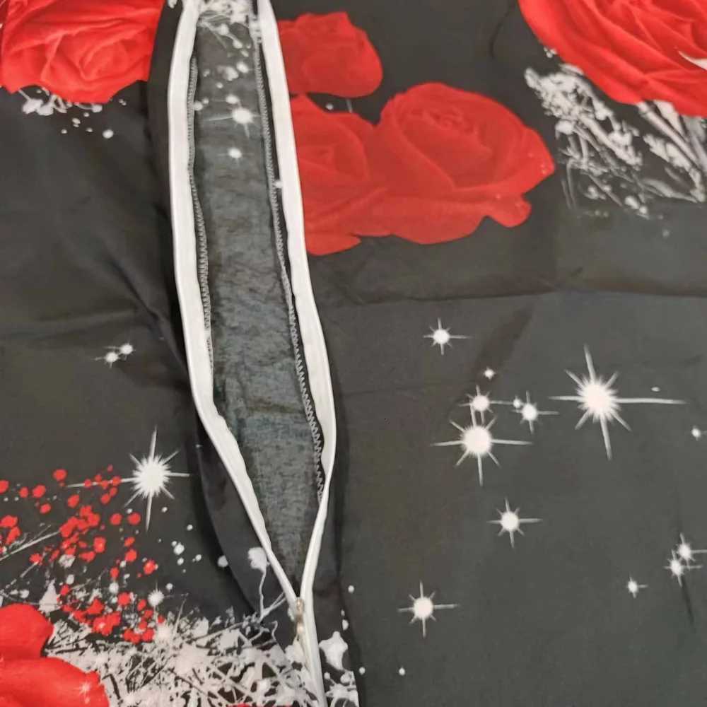 2/3pcs Duvet Cover Set Red Rose Print Bedding Set Soft Comfortable Duvet Cover 1Duvet Cover 1/2 case Without CoreM251118