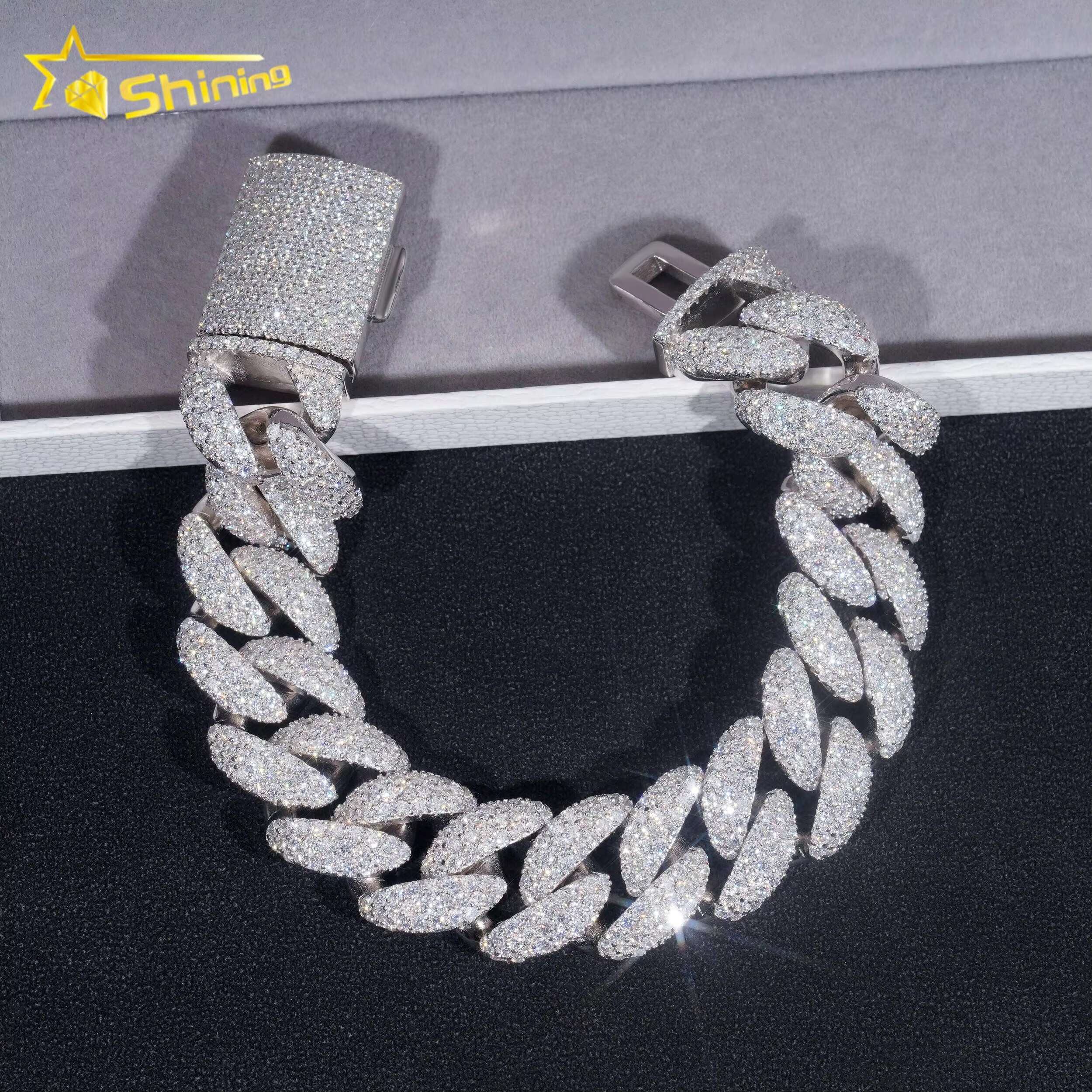 Shining 2024 New Arrivals Hip Hop Jewelry Fashion Moissanite Bracelet Cuban Link Chain