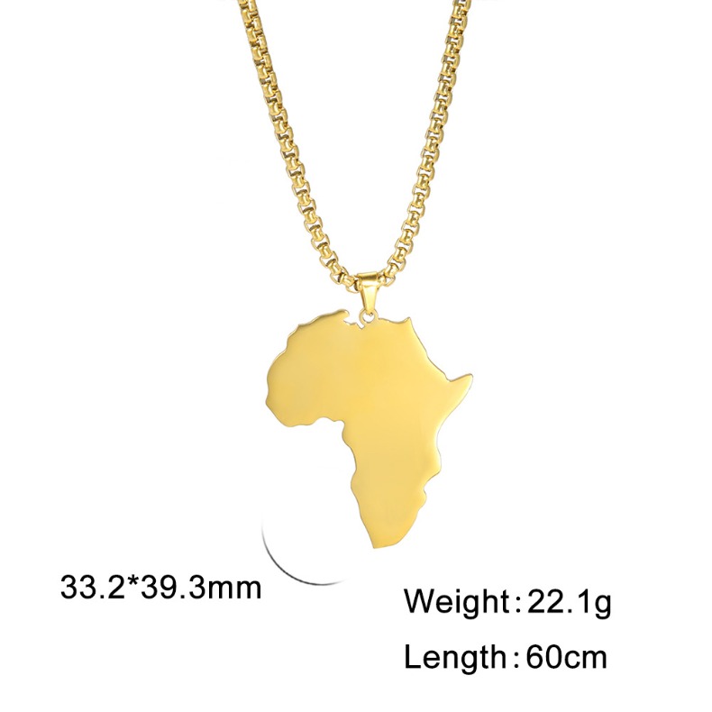 Men's Africa Map Necklace Top 18K Gold Plated Maps Pendant Necklaces Gold Chains Africa Continent Motherland Home Hip Hop Fine Jewelry for Women 