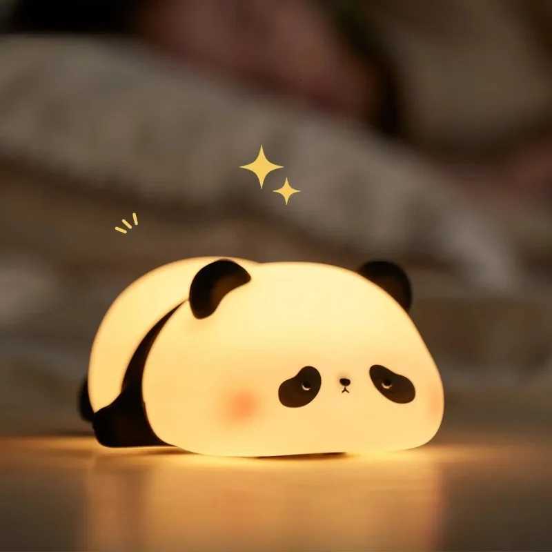 Panda-Shaped LED Night Light - USB Rechargeable Silicone Timer Lamp with Soft Glow for Kids Bedroom Nursery Decor M251118