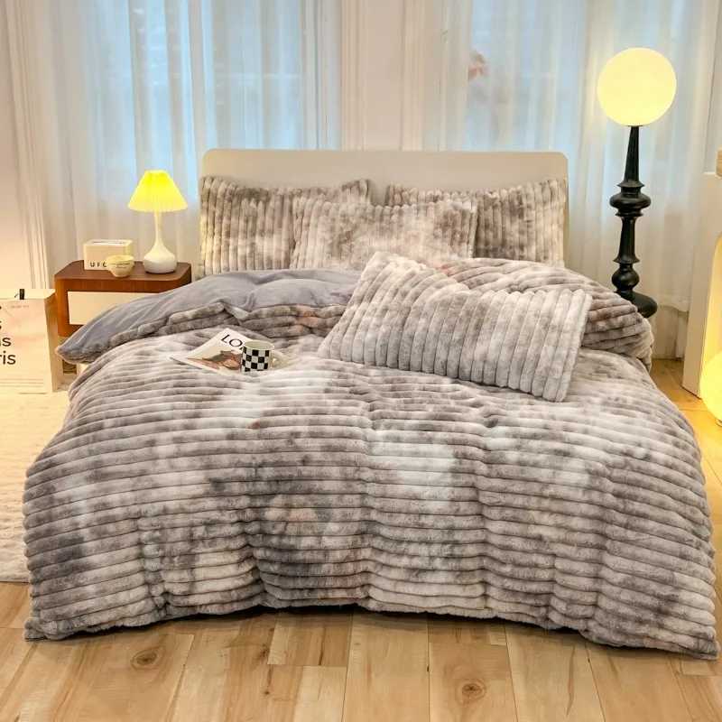 2025 new light luxury thickened rabbit velvet milk velvet four-piece winter warm quilt cover bed sheet beddingM251118