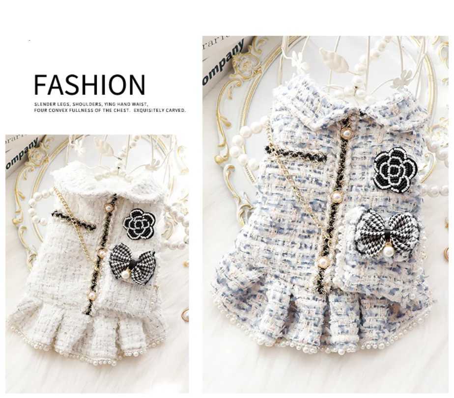 Pink Pearl Luxury CLASSic Design Pet Clothes Winter Cats Small Dogs Dress With Snack Bag