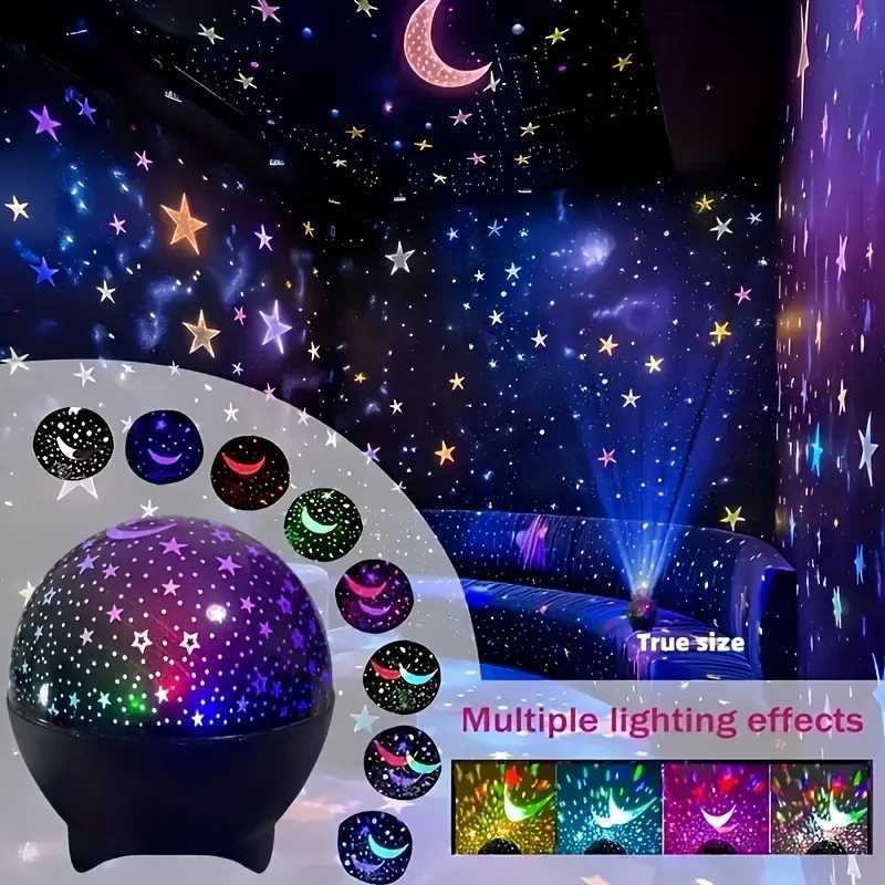 Starry Sky Projector Light 7Modes LED Night Light Galaxy Moon Ambient Light for Kids Room Decor Christmas Birthday Gift USB Plug M251118